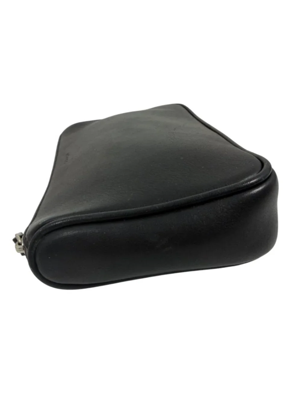 Vintage Coach Black Leather Zip Utility Pouch Clutch